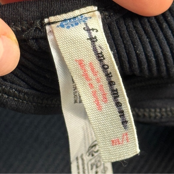 Free People Double The Fun Black Ribbed‎ V-Neck Tank Top Size M/L Women - Picture 4 of 9